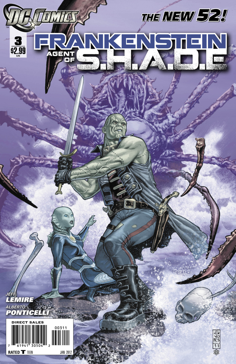 Illustration for article titled In this preview of DC's Frankenstein, a vampire with a machine gun needs no introduction